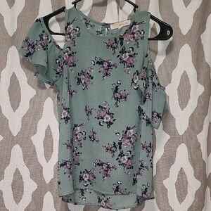 Willow Floral Blouse in Green and Purple